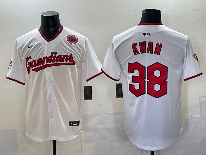Men Cleveland Indians #38 Kwan White Nike MLB 2025 Jersey 05
